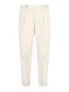 Pt Torino White Patns With Pleats And Belt Loops In Cotton Blend Man In Beige