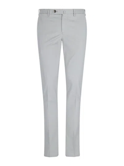 Pt Torino Light Grey Stretch Cotton Blend Silkochino Pant