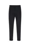 Pt Torino Navy Blue Cotton Blend Edge Chino Pant In Black