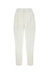 Pt Torino White Stretch Polyester Pant