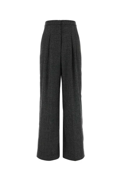Pt Torino Wool Blend Check High Waist Wide Leg Trousers In Gray