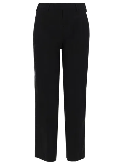 Pt Torino Neutrals Emma Minimalist Straight Cotton Pants In Black