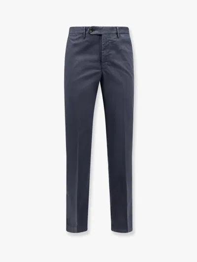 Pt Torino Pantalone In Cotone Stretch Con Charm Logo In Metallo In Blue