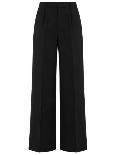 Pt Torino Lola Black Pants With High Waist And Pleated Details In Wool Stretch Woman