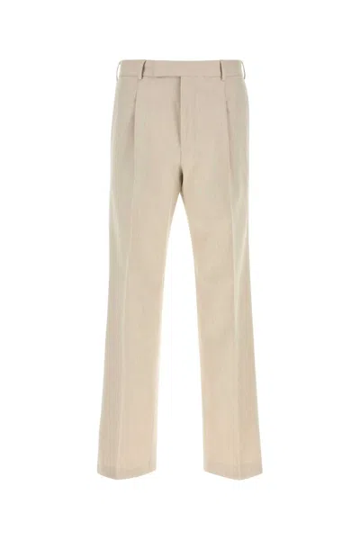 Pt Torino Cotton Blend Tailored Pleated Pants Belt Loops In Neutral