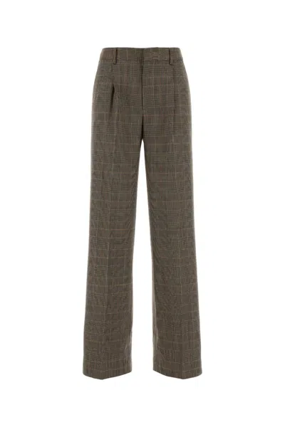 Pt Torino Lola Wool Blend Checked Tailored Trousers In Brown