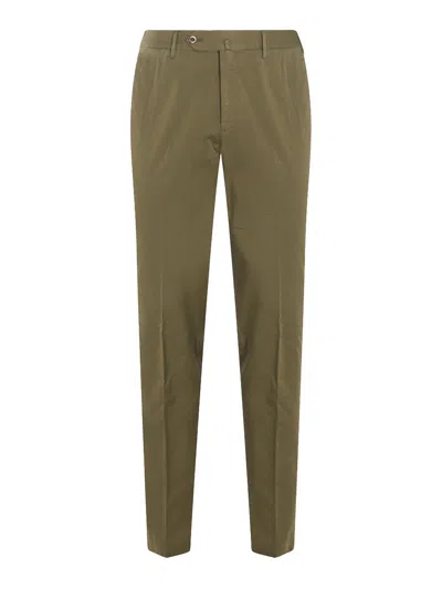 Pt Torino Brown Cotton Pants In Dark Green