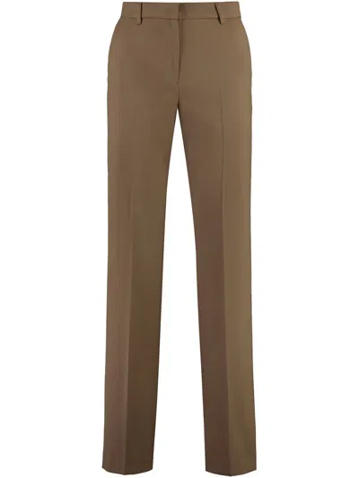 Pt Torino Pantaloni Ambra In Misto Lana In Brown