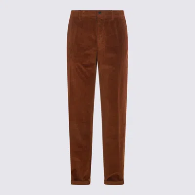 Pt Torino Casual Trousers With Corduroy Texture And Pockets In Brown