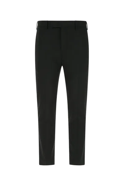 Pt Torino Black Slim Trousers In Wool Blend Man In 0990