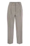Pt Torino Daisy - Wool And Cashmere Pinstripe Pants In Grey