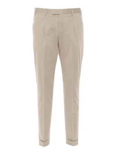 Pt Torino Beige Stretch Cotton Blend Silkochino Pant In Brown