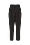 Pt Torino Linen Trousers With Elastic Waistband And Pleats In Black