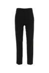Pt Torino High-waisted Black Trousers With Tailored Front Pleats And Hem Slits In Animal Print
