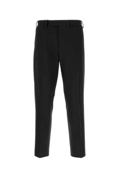 Pt Torino Cotton Trousers With Back Pockets And Belt Loops In Black