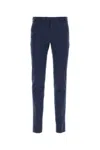 Pt Torino Blue Pants With Pleats And Belt Loops In Cotton Blend Man In Blue