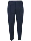 Pt Torino Blue Pants With Pleats And Belt Loops In Cotton Blend Man In Blue