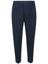 Pt Torino Blue Pants With Pleats And Belt Loops In Cotton Blend Man In Blue
