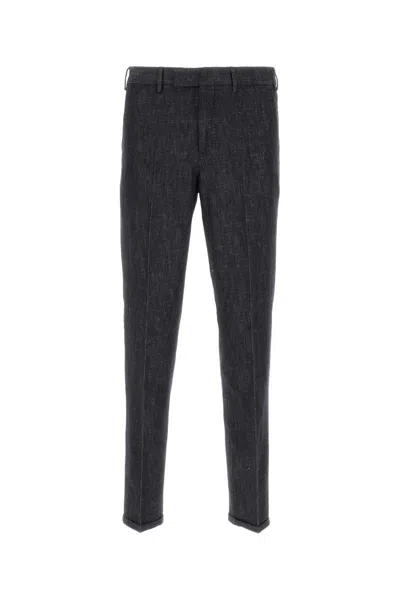 Pt Torino Melange Midnight Blue Cotton Blend Pant In Gray