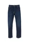 Pt Torino Stitched Denim Trousers Belt Loops In Blue