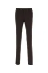 Pt Torino Dark Brown Stretch-design Trousers In Black