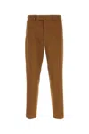 Pt Torino Cotton Trousers With Front Crease And Pockets In Brown