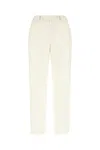 Pt Torino Stretch Cotton Blend Trousers With Front Pleats In Cream Blue Pinstripe