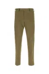 Pt Torino Khaki Stretch Cotton Blend Pant In Green