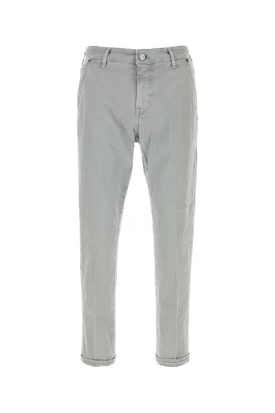 Pt Torino Cotton Stretch Trousers With Front And Back Pockets In Gray