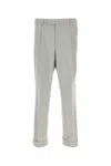 Pt Torino Wool Trousers With Pleated Front And Cuffed Hem In Grey