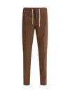 Pt Torino Slim Fit Drawstring Trousers In Brown Cashmere Blend In Marrone Medio