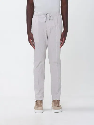 Pt Torino Drawstring Seersucker Trousers In Gray