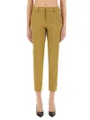 Pt Torino Slim Fit Cropped Trousers With Side Pockets In Beige