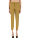 Pt Torino Slim Fit Cropped Trousers With Side Pockets In Beige