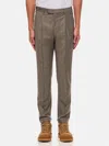 Pt Torino Pleated Check Trousers In Beige