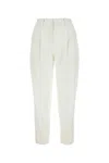 Pt Torino White Stretch Polyester Pant In White