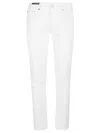 Pt Torino White Five Pocket Jeans With Logo Patch On The Back In Cotton Man In White
