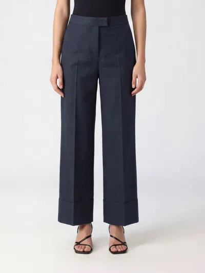 Pt Torino Cotton And Linen Trousers In Blue