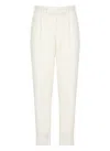 Pt Torino White Patns With Pleats And Belt Loops In Cotton Blend Man