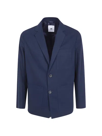 Pt Torino Patch-pocket Blazer In Blue