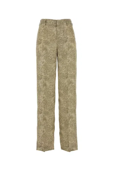 Pt Torino Patterned Wide Leg Pants In Beige