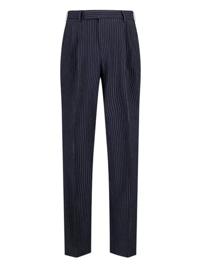 Pt Torino Pinstripe-pattern Pleat-detail Trousers In Blue