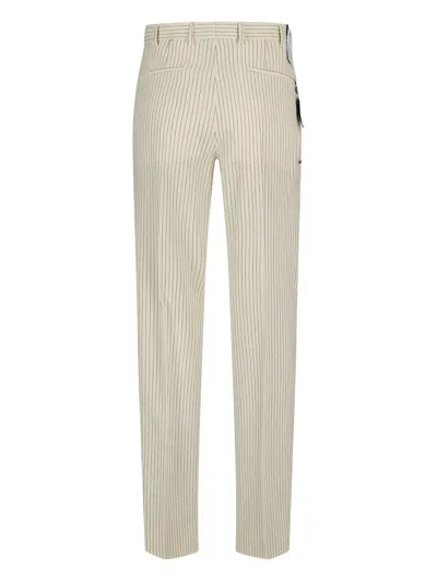 Pt Torino Pinstripe Pleated Trousers In Neutral
