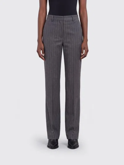 Pt Torino Pinstriped Skinny Trousers In Pure Virgin Wool With Mid-rise Waist In Gray