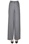 Pt Torino Pinstriped Wide Leg Trousers In Gray