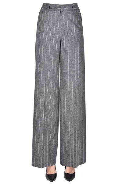 Pt Torino Pinstriped Wide Leg Trousers In Gray