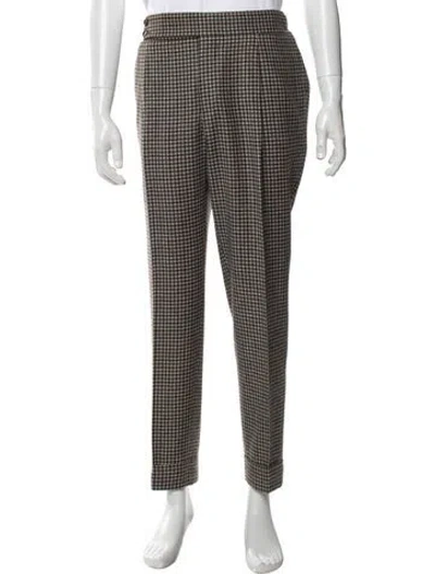 Pre-owned Pt Torino Plaid Print Dress Pants In Neutral