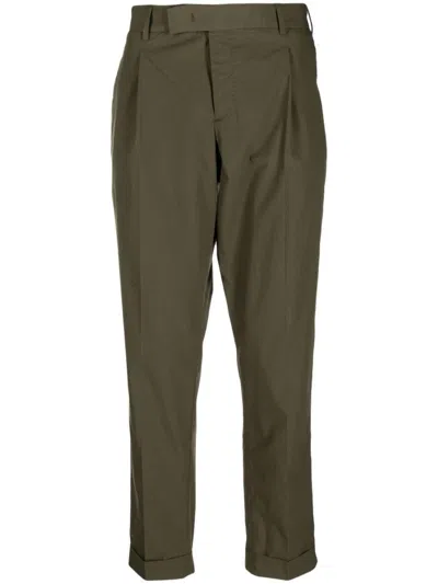 Pt Torino Pleat-detail Straight-leg Trousers In Green
