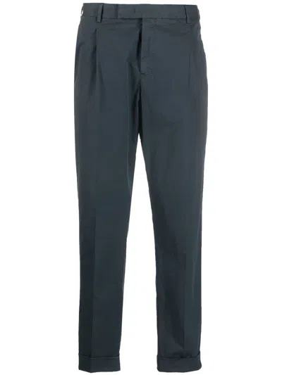 Pt Torino Pleat-detail Tapered Trousers In Blau