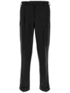 Pt Torino Straight Wool Trousers Elastic Waist In Black